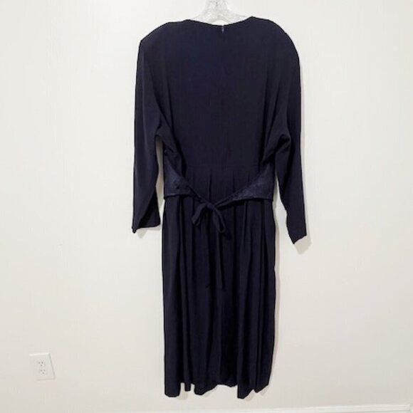 Vintage Lady Dorby Maxi Dress & Attached Vest Navy Blue Modest Cottagecore 24W - Picture 4 of 6